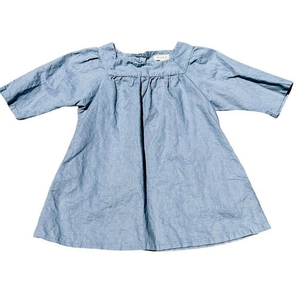 Mabo Blue Chambray Cotton Linen Dress Size 4/5Y - Picture 1 of 8